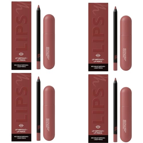 Brillo de labios hidratante y delineador Duo con niacinamida y colágeno hidrolizado, acabado liso para labios suaves y definidos (4 unidades)