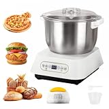 Edelstahl-Teigknetmaschine, 7L Großvolumige Knetmaschine zum Backen mit thermostatischer Gärfunktion (25–38 °C), Automatische Standknetmaschine mit Schneidemesser für das Backen zu Hause