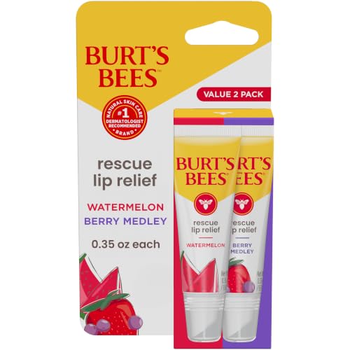 Burt's Bees Rescue Lip Relief, Watermelon & Berry Medley, 0.35 oz., 2 Tubes