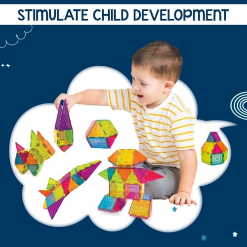 Image of Magnetic Building Tiles Construction Set, STEM Educational Learning Toy, Creative Magnetic Building Blocks for Kids, Boys & Girls, Multicolor (Pack of 16)