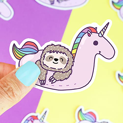 Sloth Unicorn Float Pool Party Cute Summer Vinyl Sticker
