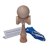 Kotaro Kendama Natural Tama Deluxe Pro Toy Catch Game with Extra String and Carrying Holster