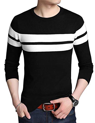 Image of EYEBOGLER Round Neck Full Sleeve Striped T Regular Fit Shirt for Men (Pack of 2)