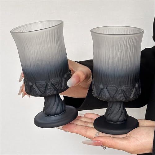 Vasos de agua de cristal esmerilado negro para vino, cócteles y zumos en casa 7