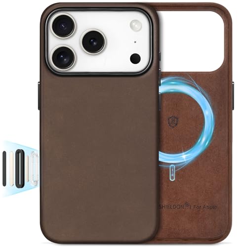 Image of SHIELDON Genuine Leather Case for iPhone 17 Pro 6.3 inch Crazy Horse Dark Brown