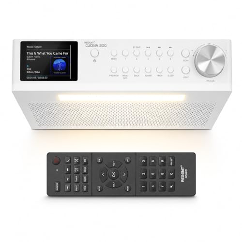 Regent Cucina 200 Küchenradio Unterbau Dab Radio mit Bluetooth FM/DAB+ Radio mit Led Leiste Küche, Farbdisplay, Küchen Timer mit 2 Alarmen, Perfektes Unterbauradio für die Küche, Farbe: Weiß