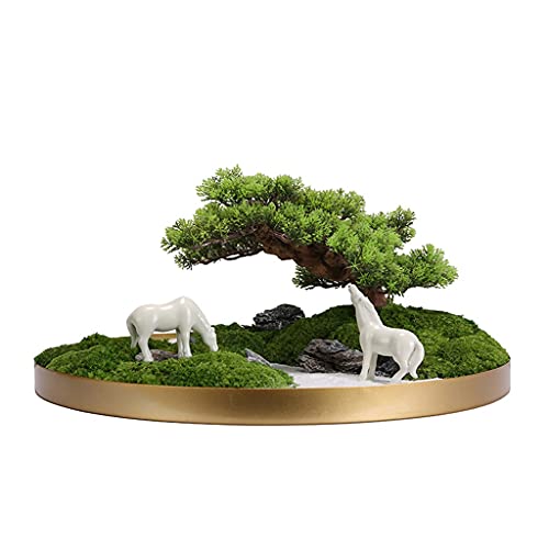 plantas artificiales Canción de bienvenida artificial Yongsheng Moss Paisaje Zen Bonsai Simulación Ornamentos en maceta para la decoración del hogar de la oficina de escritorio Plantas y flores artifi