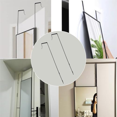 INCREWAY Over-The-Door Mirror Hanger Set, Height Adjustable, Black - Image 4