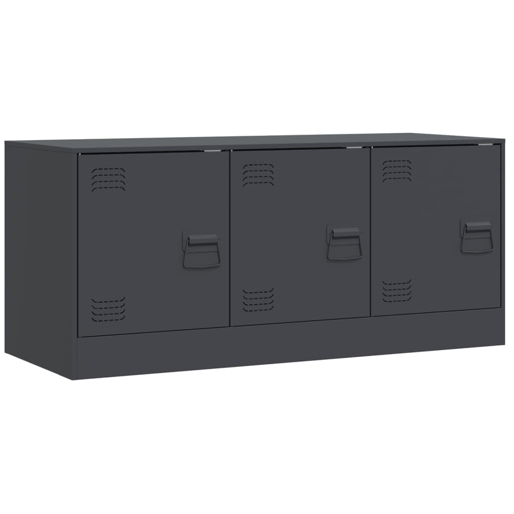 Gecheer TV Stands TV Table Metal TV Cabinet with with Door Entertainment Media Center Console Unit Anthracite 99x39x44 cm Steel