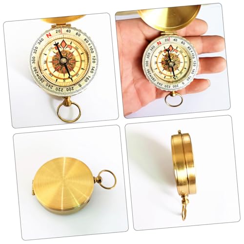 Brújula retro portátil de cobre estilo reloj de bolsillo miniatura 5