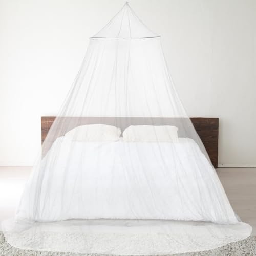 Mosquito Net Dome Tent - White Single & Double Bed Sizes - Hanging Net for Outdoor & Bedroom Use