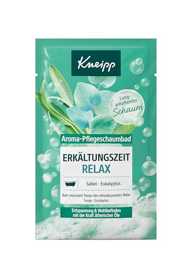 Kneipp Aroma-Pflegeschaumbad Erkältungszeit Relax - Entspannung und Wohlbefinden mit der Kraft ätherischer Öle - Badezusatz mit natürlichen ätherischen Ölen aus Salbei und Eukalyptus - 50ml