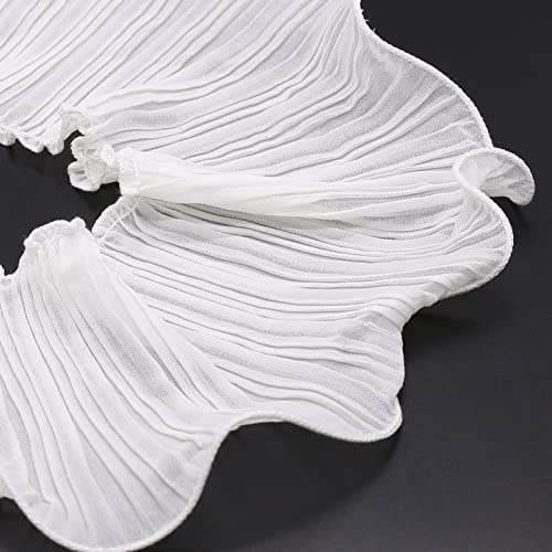 Bit.fly 5 Yards White Ruffle Trim Chiffon Ribbon Pleated Fabric 4 Inch Width For Sewing Lace Edge Applique Trimming Diy Craft Dress Collar Decoration #TOP6