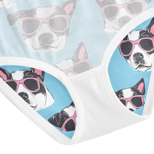 ZZKKO Sunglasses Dog Head Blue Girls Underwear Toddler Panties for Girls Comfort Brief Size 2T-8Y4