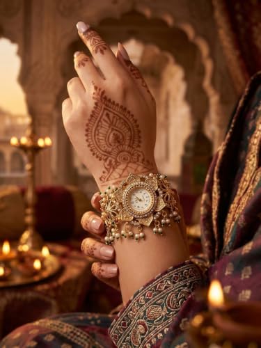 Image of Gold Plated Ethnic Watch For Women And Girls | Stylish Fashion Watch | Quartz Movement | Elegant Gift for Women