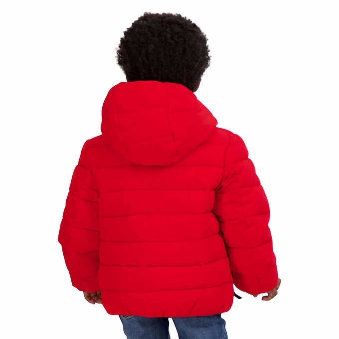 Gerry Kids' Jersey Lined Jacket, Color Red, Winter coat snow, Hand warmer pockets, insulated bubble jacket with attached hood2