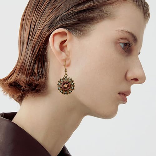 Bohemian Vintage Copper Enamel Bead Sunflower Disc Lightweight Dangle Drop Earrings Handmade Daisy Hook Earrings For Women Jewelry Gifts3