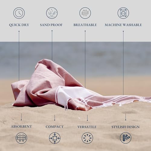 image for LANE LINEN Beach Towels 4 Pack - Beach Towels Oversized, Pre-Washed Ex