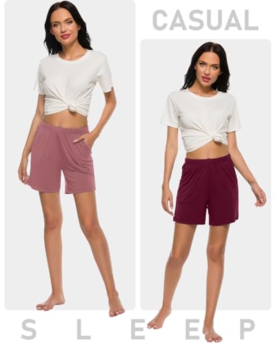 Image of JINSHI Womens Pajama Shorts Soft Comfortable Lightweight Elastic Drawstring Modal Pajama Bottoms Lounge Shorts with Pockets