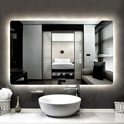 Miialz-Espejos de baño Espejo de baño Espejo Anti-vaho sin Marco baño Espejo LED de luz de Fondo Espejo del baño Inteligente Bluetooth con luz del Espejo (Size : 60CMx80CM)