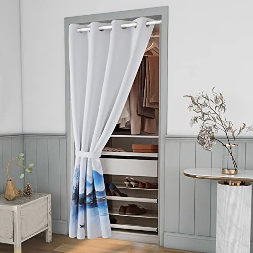 Homeideas Chinese Painting Curtain Privacy Doorway Curtains, Grommet Closet Door Curtains For Bedroom, W39 X L78 Inch Classic Screens Curtain Semi Blackout Window Curtain, 1 Panel #TOP5