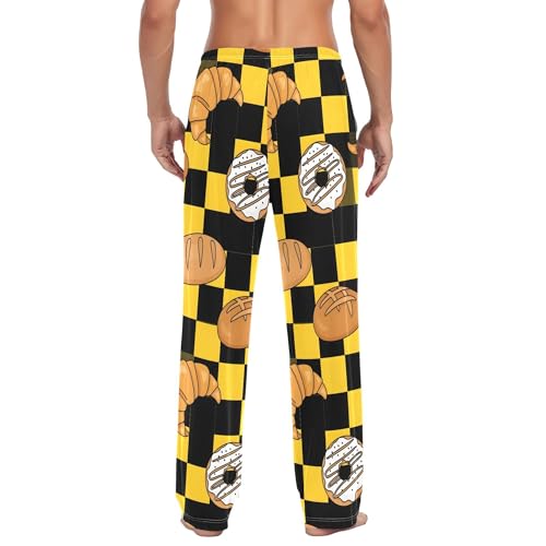 Men's Pajama Bottom Bakery Items on Checkerboard Cotton Pajama Pants Drawstring Sleepwear Long Pants Pockets3