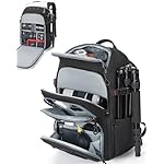 BAGSMART Camera Bag for Photographers, Professional Camera Bag Fits up to 15.6" Laptop, DSLR/Drones/Tripod Camera Case with Rain Cover, Black