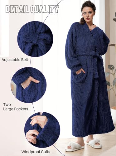Image of Artfasion Womens Long Fleece Robe - Warm Soft Floor Length Flannel Bathrobes for Winter Thicker Long House Coat with Pockets