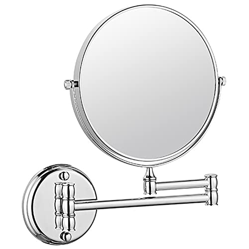 Miroir de maquillage mural 5X de 8 pouces avec double face chromée extensible - 2