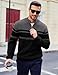 MAGCOMSEN Pullover Herren Baumwolle Strickpullover Gestreift Arbeitspullover Half Zip Pulli mit reißverschluss, Schwarz-Dunkelgrau, L