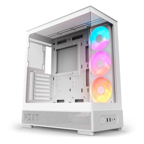 NZXT S5 RGB Case per PC mid-tower ATX compatto - Bianco | Doppio vetro temperato panoramico, ventola RGB inversa da 360 mm preinstallata, fino a 10 ventole, GPU 415 mm, USB-C