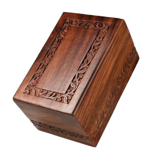 SOULURNS Border Engraved Rosewood Cremation Urn