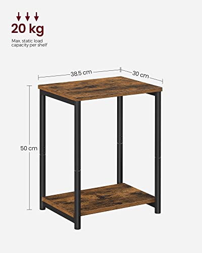 VASAGLE Side Table, Bedside Table, End Table with Storage Shelf, Steel Frame, for Living Room, Sitting Room, Bedroom, Industrial, Rustic Brown and Black LET271B01 - Image 4