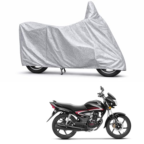Image of 100% Waterproof Two Wheeler Body Cover Multi Layered Fabric Designed for Honda CB Shine | Belt Buckle Lock | Silver Mag