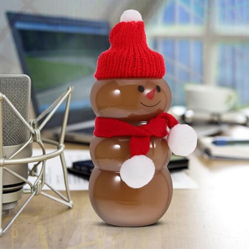 Alipis 6 Set Christmas Juice Bottle 500ml Snowman Shaped Beverage Container with Santa Hat and Scarf Reusable Refillable Milk Drink Dispenser with Screw Lid REd