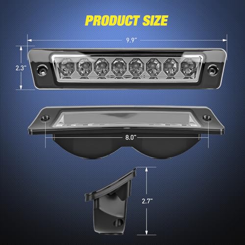 Image of Nilight Third Brake Light Tail High Mount 3rd Stop Lights Smoked Lens Compatible with Ford Mustang LX Hatchback 1987 1988 1989 1990 1991 1992 1993 with Spoiler Version Pickup Truck Rear Center Cab