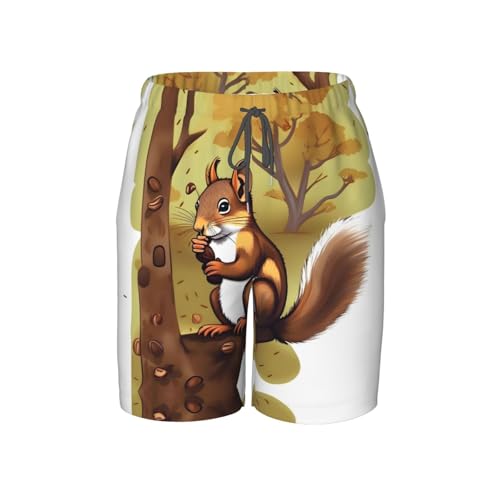 Nut-Eating Squirrel Youth Beach Pants, Soft and Breathable, with Drawstring Waist, Suitable for Sports and Leisure.