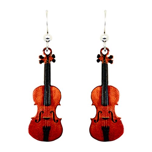 d'ears Classic Violin Earrings, Non-Tarnish Sterling Silver French Hook Ear Wire, made in the U.S.A. by a small family run business. great gift for music lovers