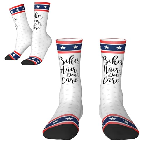 PAUPPY Biker Hair Don稚 Care Gifts For Men Gifts Knee Socks for Women Long Tube Striped Socks Athletic Socks for Girls Youth2