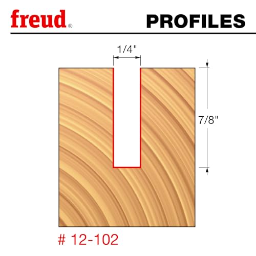 Image of Freud 12-102: 1 /4 inch (dia.) Double Flute Straight Bit with 1 /2 inch shank, 2-7 /8 inch overall length,Red