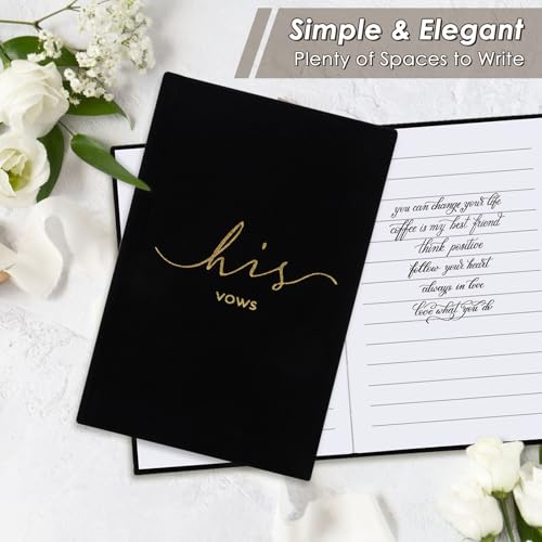 Image of Wedding Vow Books With Gold Foil Lettering, Hard Cover His and Hers Vow Books, Canvas Linen Foil Embossed Wedding Ceremony Vow Books - A Beautiful Addition For The Wedding Day, 56 Pages, 5.9 inch X 3.9 inch