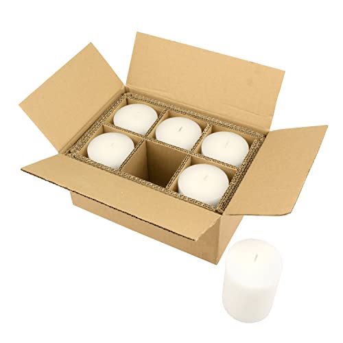 Image of Stonebriar Tall 3 x 4 Inch 50 Hour Long Burning Unscented Wax Flat Top Pillar Candles, White, 6 Pack