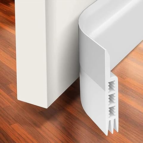 Holikme Door Draft Stopper Under Door Draft Blocker Insulator Door Sweep Weather Stripping Noise Stopper Strong Adhesive White 39" Length,White Cover