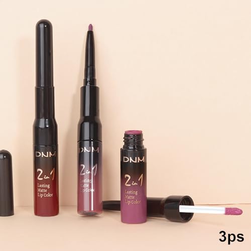Image of evpct 3Pcs Dark Red Nuetral Mauve Red Brown Matte Lip Liner & Liquid Lipstick Stain Makeup Set for Women, Lip Liner Long Lasting Waterproof Smudge Proof, Longwear Lips Stick Makeup 24 hours originale