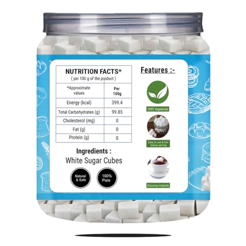 Image of Brew Lab Sulphur Less White Sugar Cube (250 g) | No Harmful Chemicals Perfect For Tea & Coffee | Sugar