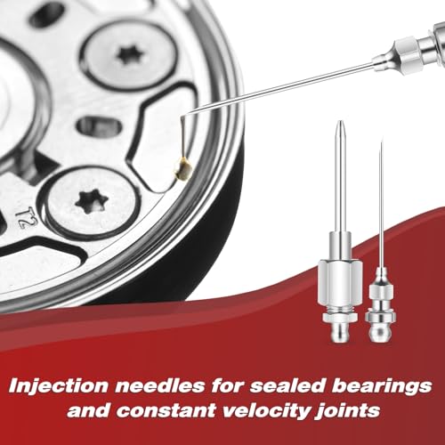 Image of Yuanchu 9pcs Stainless Steel Grease Gun Accessory Set, 7 Grease Injector Needle Nozzle with 1 Dispenser 1 Rubber Adapter Needle Point Tip for Small Spaces