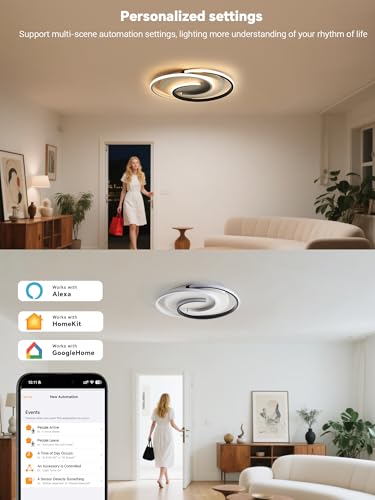 Ceiling Light with Remote Control, Living Room Lamp with Matter Compatible with HomeKit, Alexa, Google and IFTTT, 32W Modern LED Ceiling Lights for Bedroom Living Room - Image 5