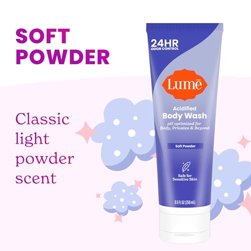 Image of Lume Acidified Body Wash - 24 Hour Odor Control - Removes Odor Better than Soap - Hydrating Formula - Formulated Without SLS or Parabens - Safe For Sensitive Skin - 8.5 ounce (Soft Powder)
