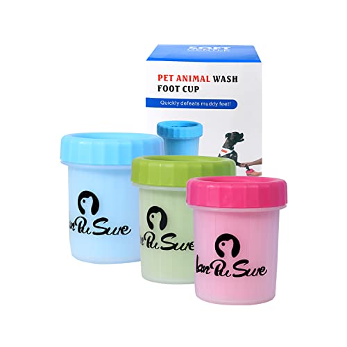 Lan Pu Sure dog paw cleaner, Pet animal wash foot cup,Portable Dog Paw Washer,Soft Silicone Dog Foot Cleaning Cup and Basic Paw Washer for Dog,Cats,Dog Portable Pet Cleaning 360º Silicone Washer Cup(large, blue)