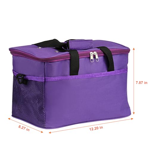 Image of LIHAO Crochet Bag Knitting Bag Yarn Storage Organizer Bag Yarn Holder Case for Crocheting Carrying Projects, Crochet Hooks, Knitting Needles Purple